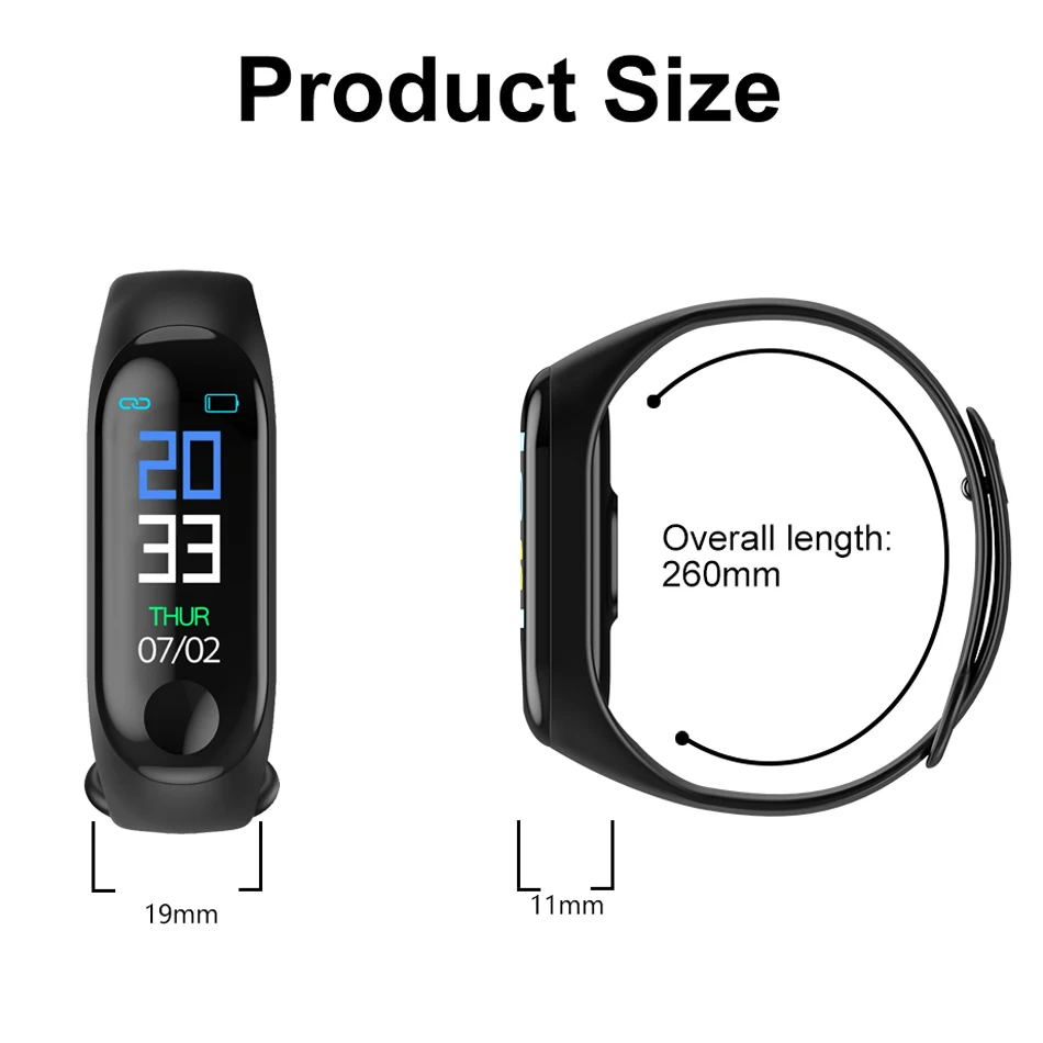 

Fitness Bracelet Blood Pressure Outdoor IPS Screen Heart Rate Monitor Life Waterproof Smart M3 Wristbands PK Mi Band 3 TSLM1