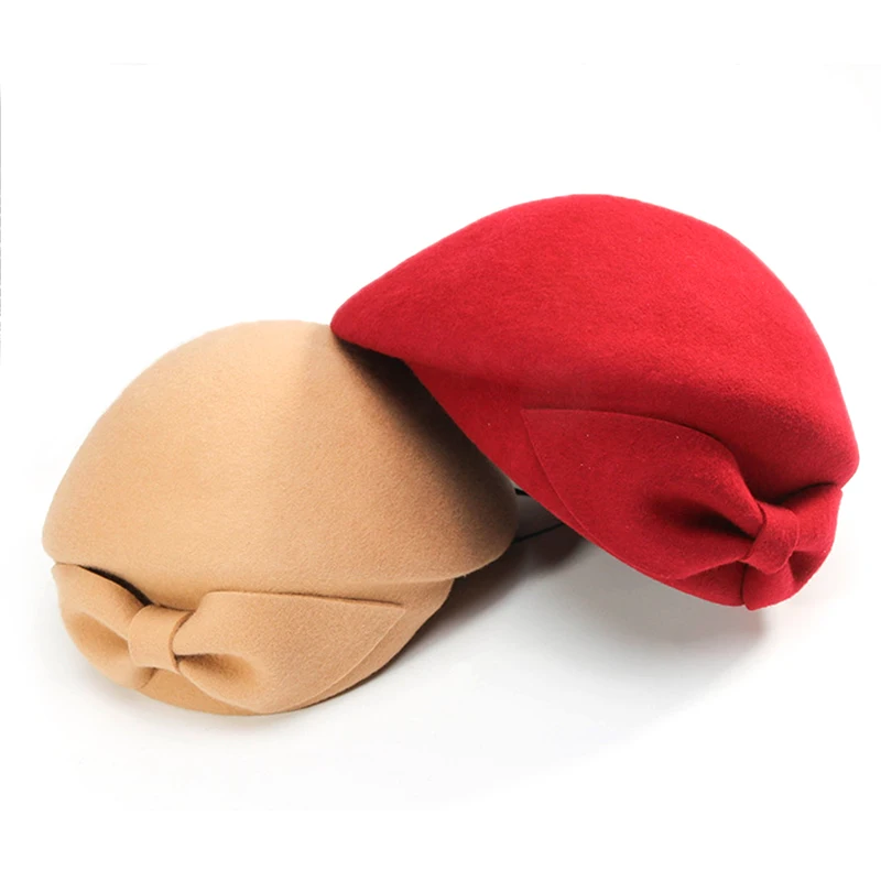 Wool Lucy Bow Beret For Women In 4 Colors