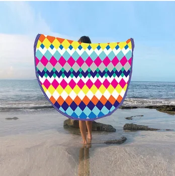 

European-style round silk bath towel shawl sunblock digital print beach towel st06-19 scarf towel