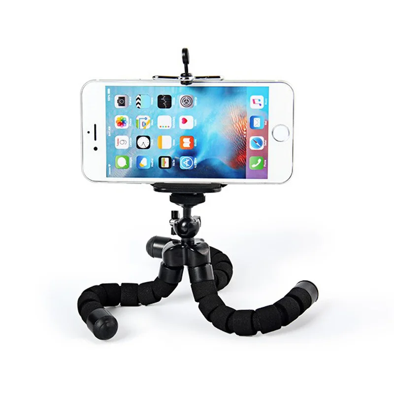 black mini flexible Camera Phone Holder Flexible Octopus font b Tripod b font Bracket Stand Holder