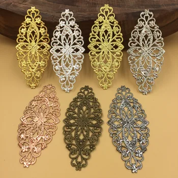 

MINGXUAN 5pcs Iron Gold/bronze Plated 35x80mm Hairpin Hollow Engrave Flower Motif Accessories Art Motif Jewelry Making Craft