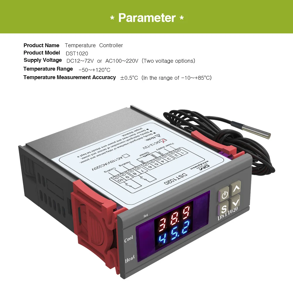DST1000 DST1020 цифровой термостат Регулируемый переключатель контроля температуры комнатный термометр регулятор 220V 12-72VDC Морозильный вентилятор