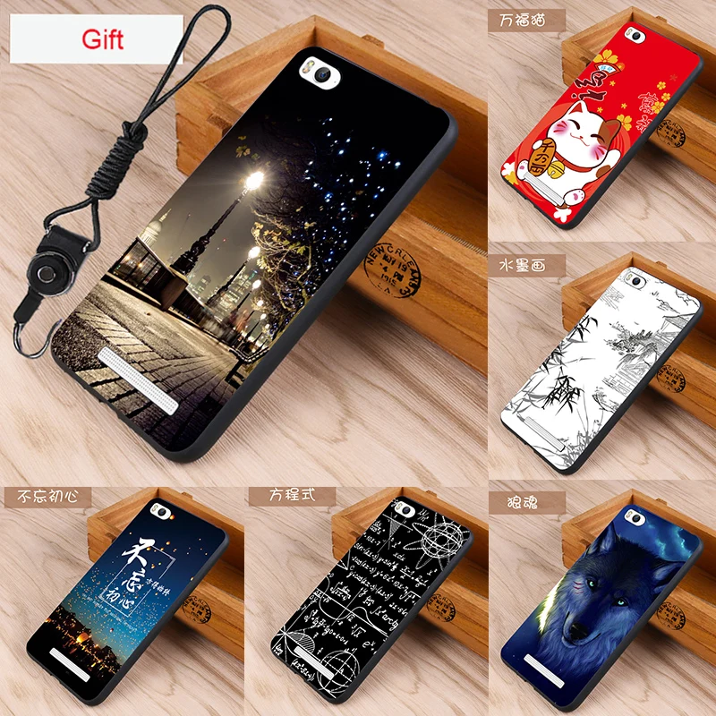 Xiaomi Mi4c Case Original Cover for Skin Wolf Fish Skull mi4c Fundas 100% |