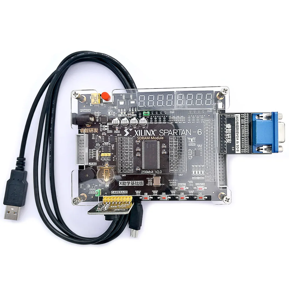 Макетная плата FPGA Xilinx Spartan 6 XC6SLX9 макетная + 256 Мбит SDRAM модуль VGA|fpga development board|development