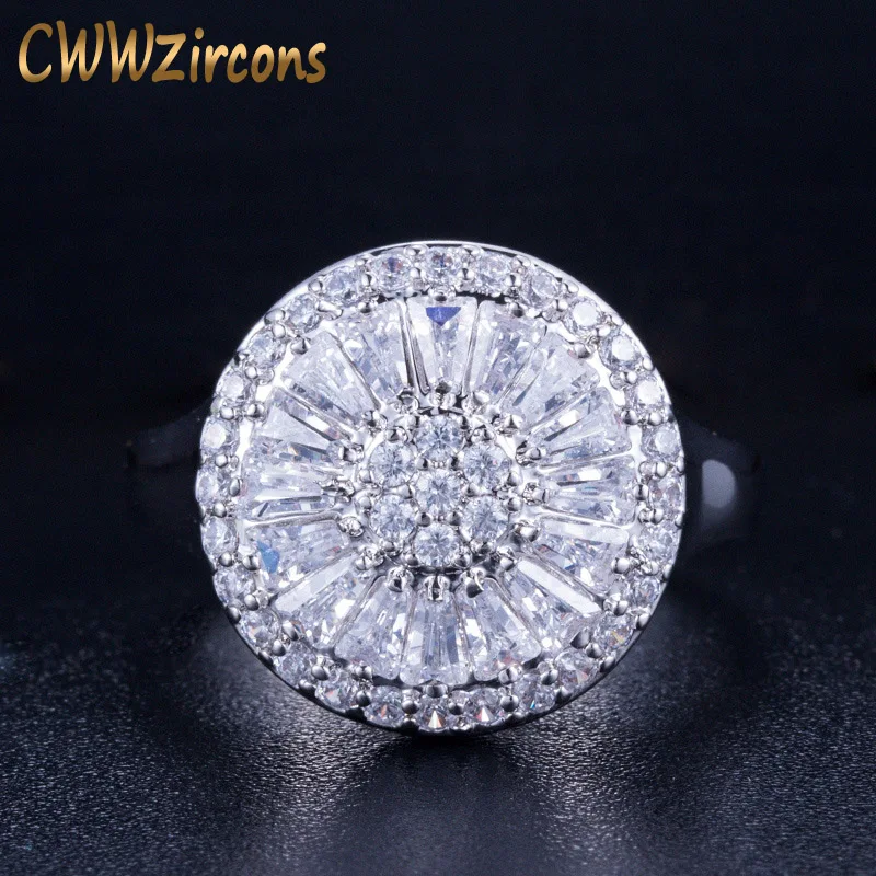 CWWZircons высокое качество обручальное кольцо круглой формы установка канала блестящие кубический цирконий роскошные большие кольца для женщин R032