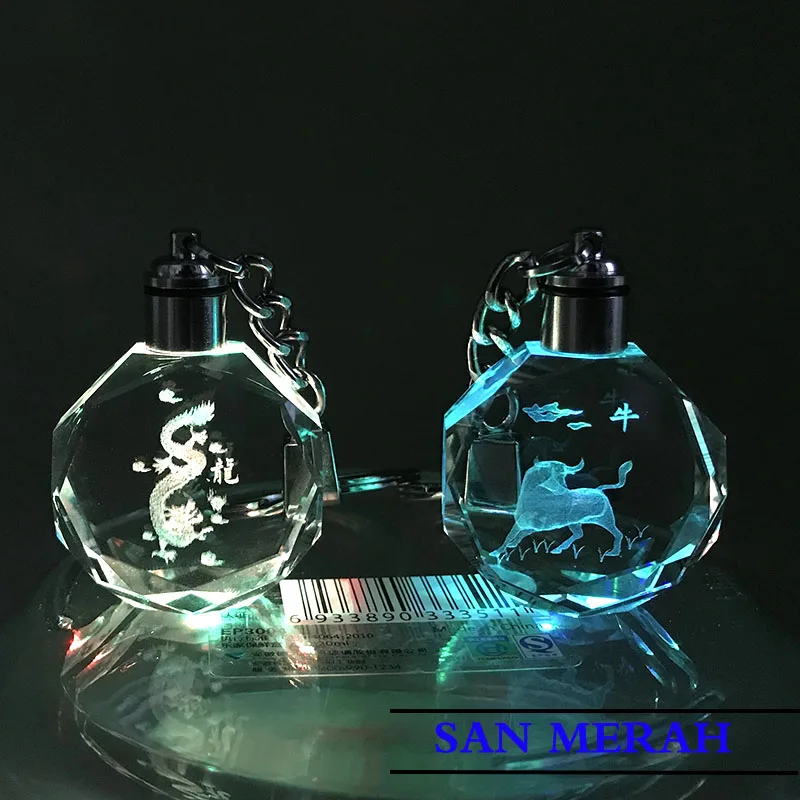 

LED Animal Zodiac Key Ring Cover Rabbit Rings Elf Anime Keychain Keychain Car Accessories Flash Dragon Monkey Sheep kungfu Panda