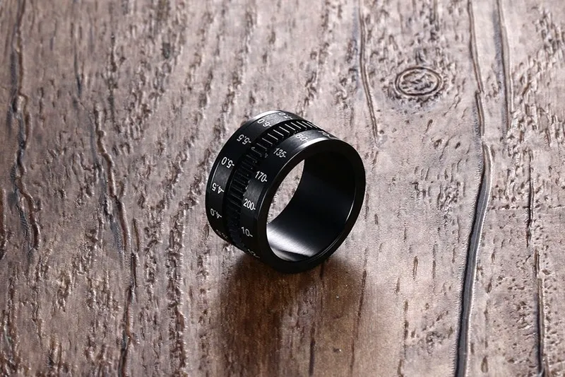 

Men Spinner Ring Men Rotatable Wedding Band Round Mans Rings Classic Black-Color 12mm Fashion Boy Party Jewelry