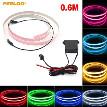 

FEELDO 1PC Car 60CM*14MM Electroluminescent Tape EL Wire Cold Light Strip Car Ambient Light DC12V 10 Colors #AM4466