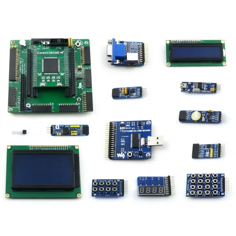 

XILINX FPGA Development Board Xilinx Spartan-3E XC3S250E Evaluation Board kit+ LCD1602 +LCD12864+12 Modules=Open3S250E Package B