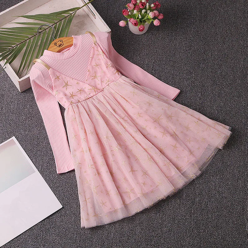 Платья для девочек; коллекция года; весенние модные вечерние платья принцессы для дня рождения; детская одежда с длинными рукавами и блестками; От 4 до 12 лет