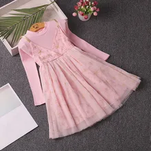 Платья для девочек; коллекция года; весенние модные вечерние платья принцессы для дня рождения; детская одежда с длинными рукавами и блестками; От 4 до 12 лет