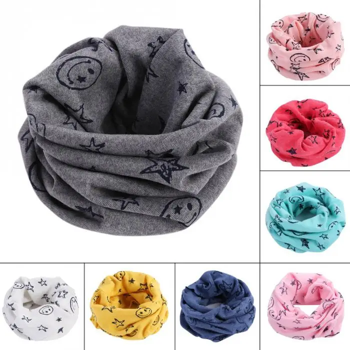 Детский шарф, шарфы, теплые петли, шейный платок, смайлик, звезды для зимы, Лучшая распродажа-WT