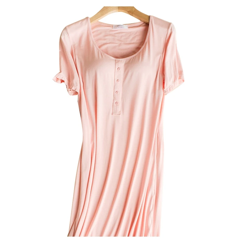 

Short Sleeve Maternity Lounge Pregnant Woman Nightgown Clothes Maternity Sleepwear with Chest Pad Pregnant Woman Nursing Dress