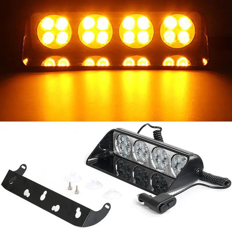 4x4 LED Car Truck Emergency Strobe Light Visor Dash Deck Warning