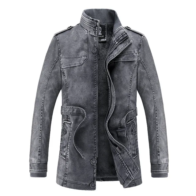 New Autumn Winter Warm Motorcycle Leather Jacket Men Plus