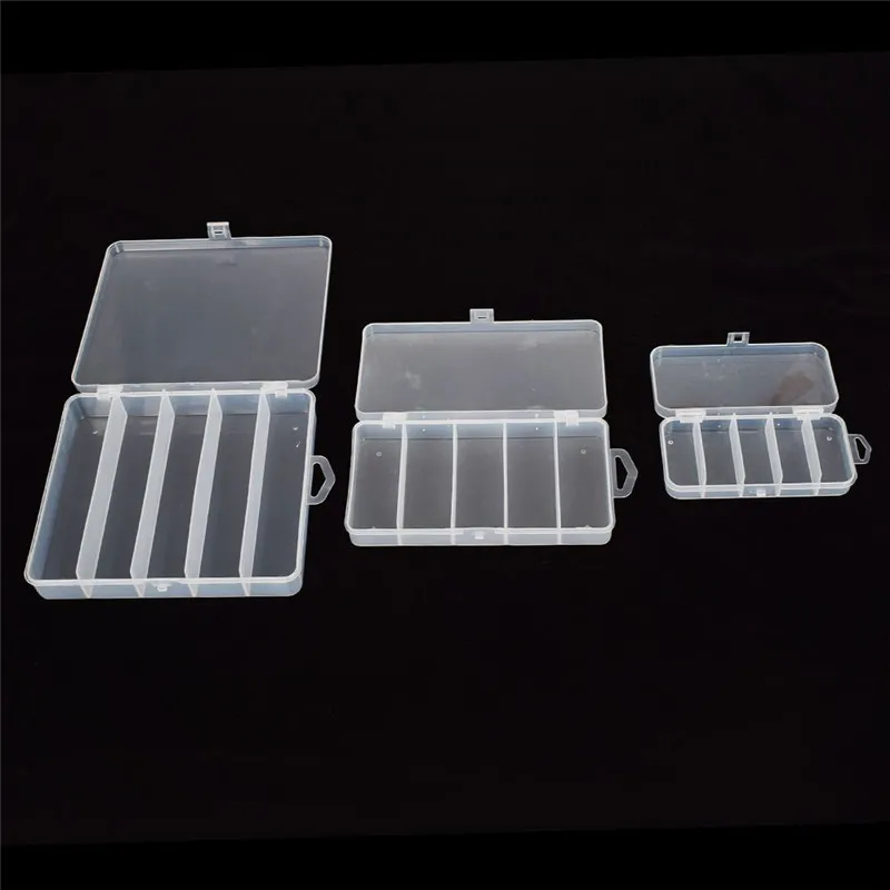 

Hot Fishing Lure Bait Hook Tackle Plastic Storage Box Case Container 5 Slots S/M/L Multifunctional Organizer Fishing Boxes