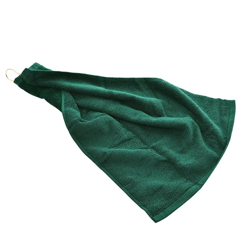 40x60cm Sports Water Absorption Tri Fold Cotton Golf Ball Clean Towel with Clip Golf Towelin