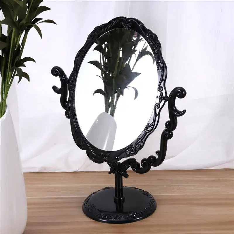 

Desktop Comestic Makeup Mirror Table Rotatable Gothic Vintage Rose Butterfly One Side Mirror(Black)