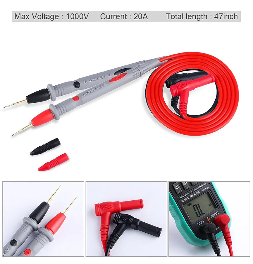 11000V 20A Multi Meter Test Pen Cable 110cm Universal Digital Multi Meter Test Lead Probe Wire Pen Cable IC Pins (4)