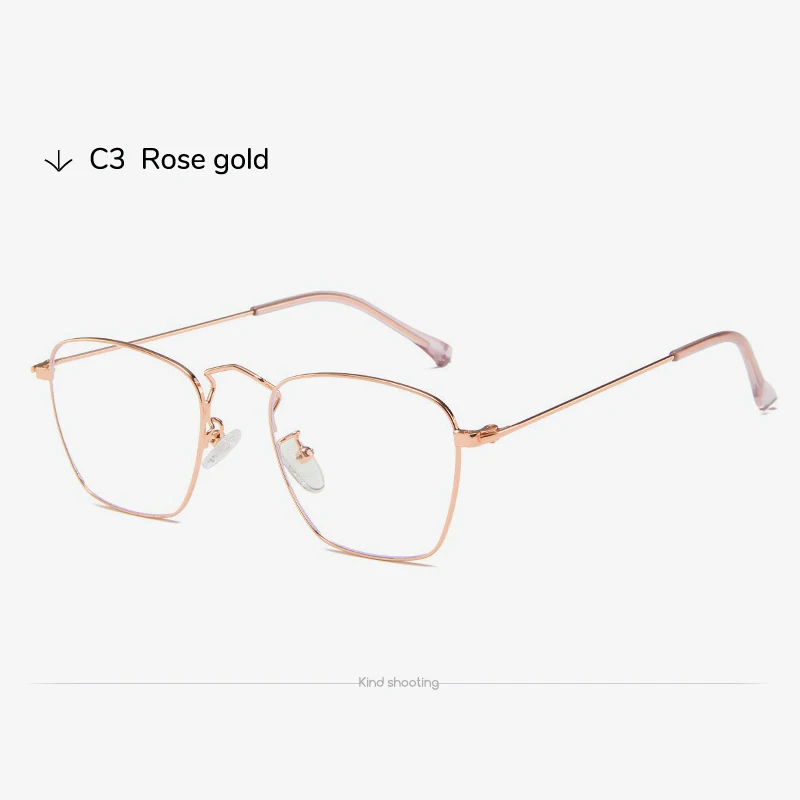 Rose gold Toketorism квадратная оправа голубые легкие очки женские антирадиационные очки для коррекции зрения в оправе 0403 - Цвет оправы: Rose gold