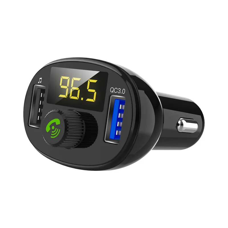 Car Transmitter Bluetooth MP3 Music Player Radio FM Launcher Car Hand-free QC3.0 Cigarette Type Cup Holder Usb Charger BT23Q