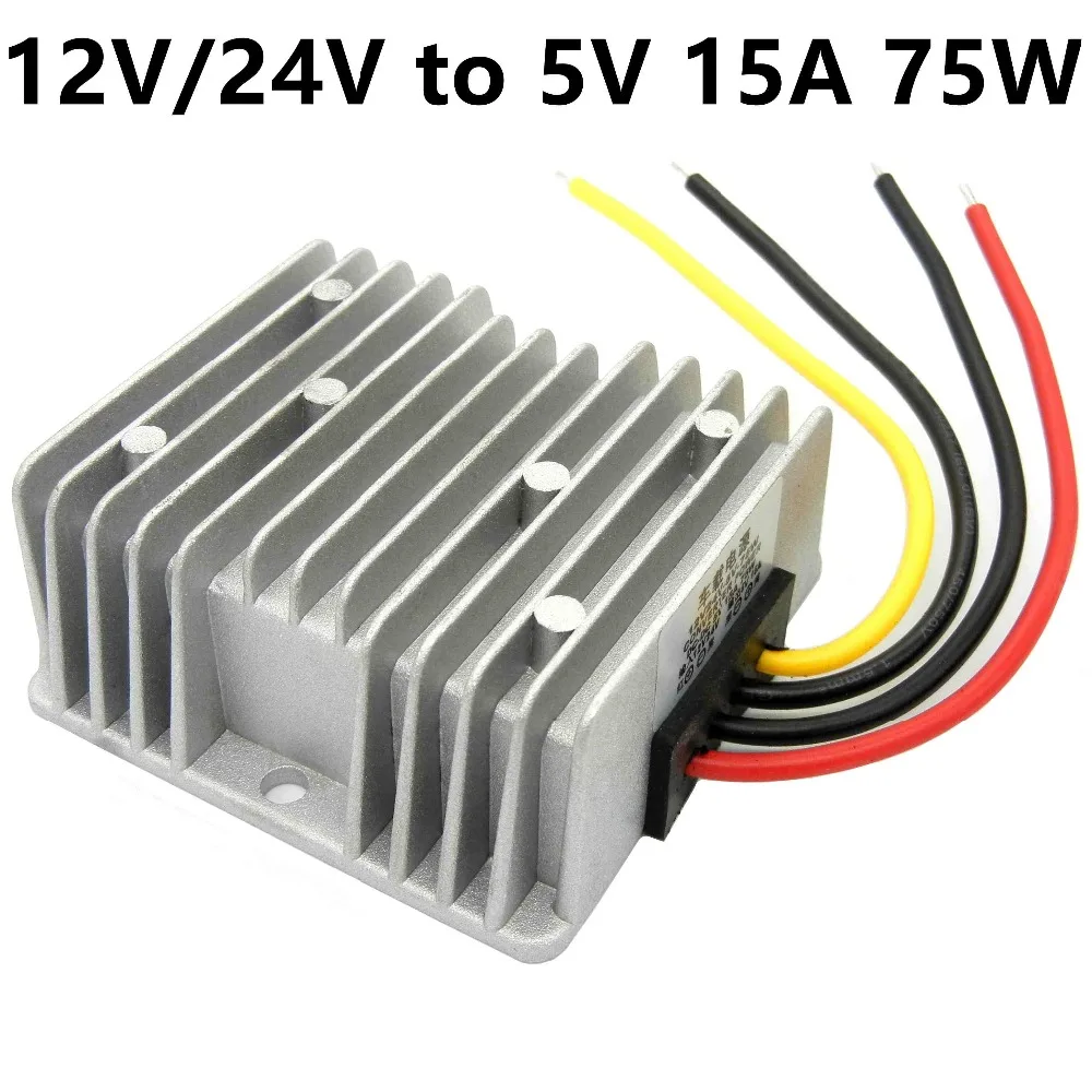 

12V 24V to 5V 15A 75W DC to DC Converter Step Down buck module High quality bus/Car/Vehicle waterproof led screen power supply