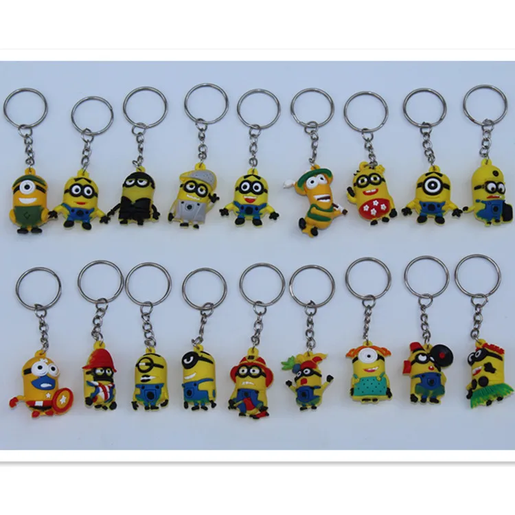 Multiple minions toys key rings Key pendants 3.5cm,Pvc material minion