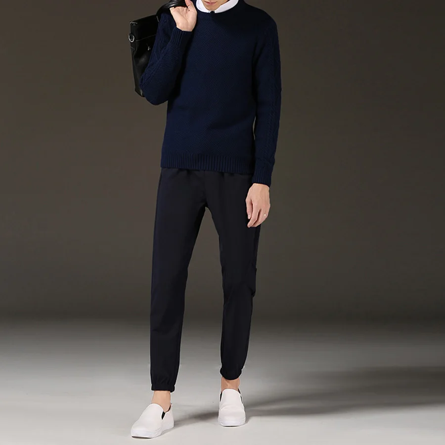 New O Neck Cotton Coarse Wool Sweater Warm Sweaters