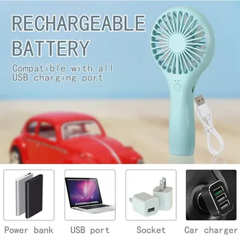 

NEW summer Portable 2000mAh Mini Fan with Battery Mobile Silent Hand Fan, with LED Multi-Color Changes Lollipop handheld fan