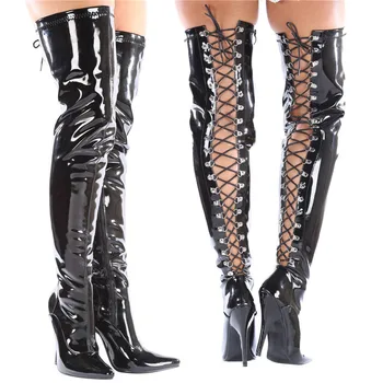 

2018 New Stage Sexy Women's Thigh High Boots Pointed Toe Over The Knee Boots Nightclub Dance Knight Boots High Heels Shoes Women