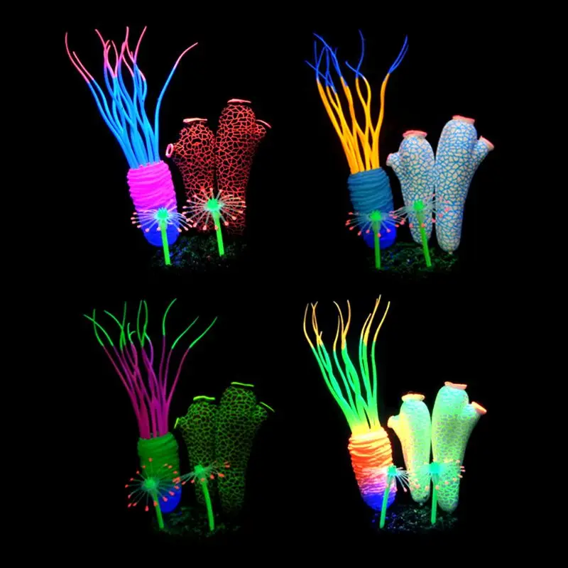 Моделирование морского дна мягкое тело Ascidian щупальца аквариумные украшения светящийся Аквариум Ландшафтный