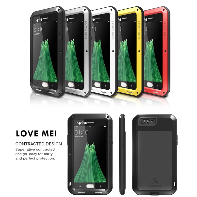 

LOVE MEI For OPPO R9 R9s Plus R11 R11s Plus Case Aluminum Metal Silicone Hybrid Waterproof Shockproof Heavy Duty Armor Cover