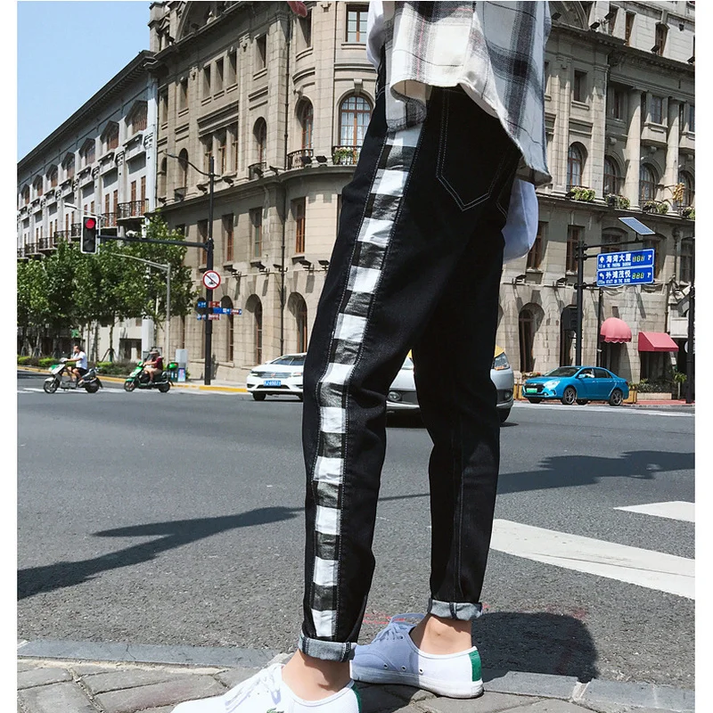 2019 spring new men's casual versatile jeans comfortable breathable stretch men's casual pants boys feet casual pants