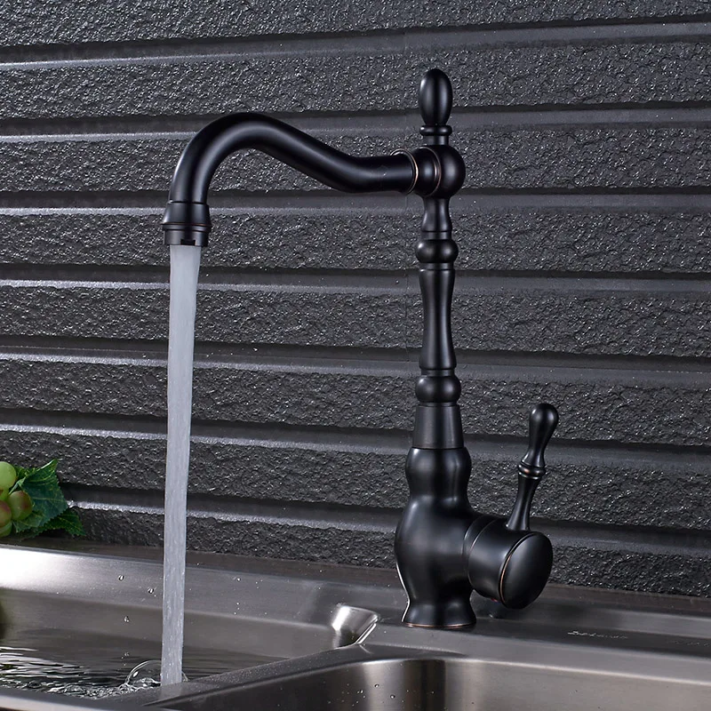 Oil Rubbed Bronze Kitchen Faucet 360 Swivel Bathroom Basin Sink Mixer Tap Single Handle Hole Hot and Cold Water Mixer Taps Oil Rubbed Bronze Kitchen Faucet 360 Swivel Bathroom Basin Sink Mixer Tap Single Handle Hole Hot and Cold Water Mixer Taps