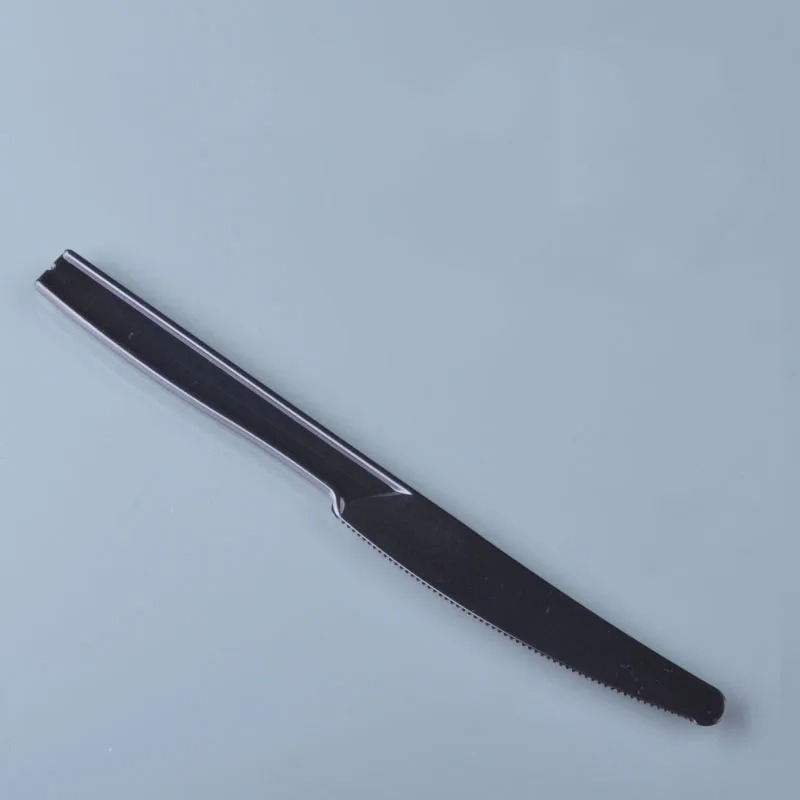 GIEMZA Disposable Tableware Black Knife Dinner Spoons Serving Lengthen Plastic Forks Holder for Party Tableware Set Kids Forks - Цвет: black knife