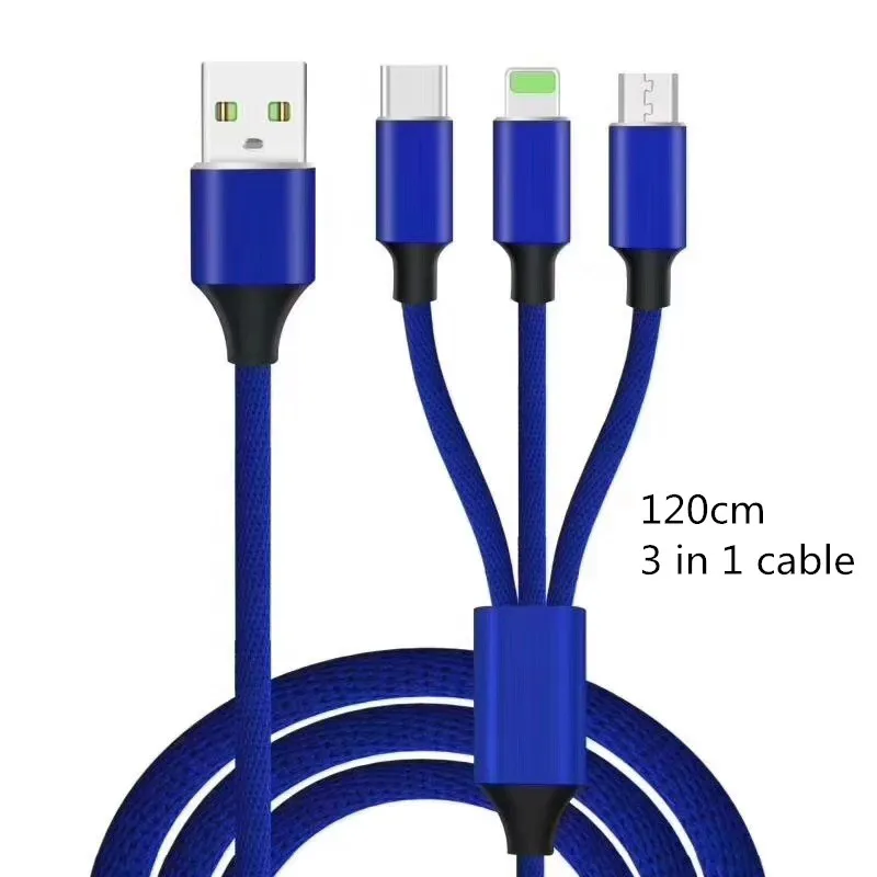 

120cm 3 in 1 2A fast charger micro usb/type C cable braided cord for meizu mx4 mx5 mx6 15 16 plus pro 5 6 6s 7 plus m3 m5 note