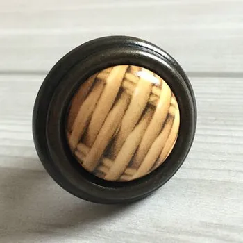 

1.25" (32 mm) Yellow Dark Ceramic drawer Kitchen Cabinet Knob s antique black dresser cupboard door pulls antique iron handle