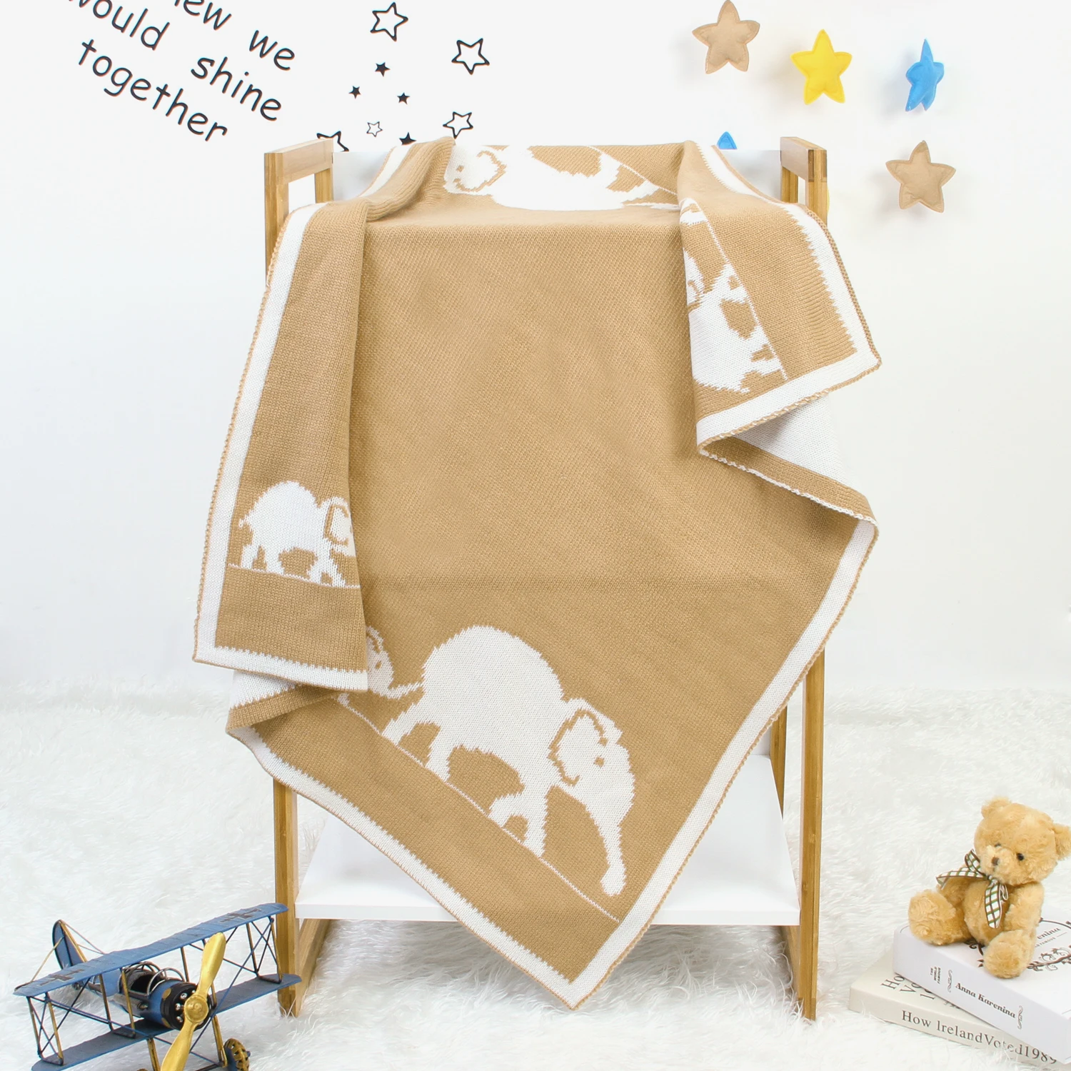 

Newborns Swaddle Blanket Elephant Knitted Infant Baby Bedding Blankets Autumn Winter Warm Toddler Kids Stroller Cover Play Quilt