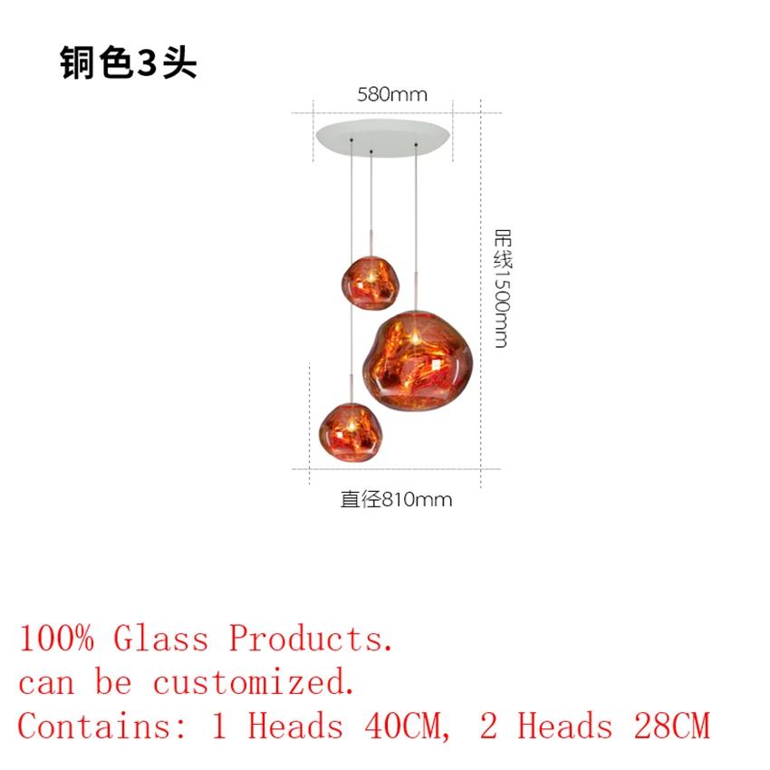 Современный блеск люстры плавкий Лава светильник для гостиной спальни домашний декор стеклянная Подвесная лампа Лофт люстра светильник s& светильник ing - Цвет абажура: Red 3 Head