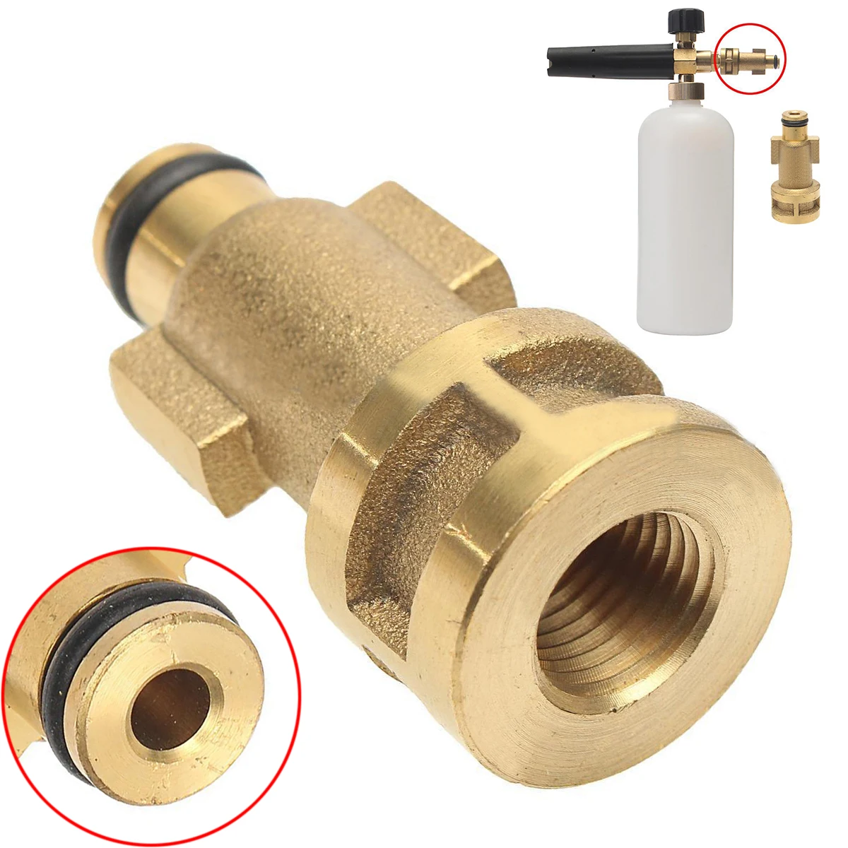 1pc Brass Washer Adapter 3000PSI Mayitr 1/4" Female Snow Foam Lance