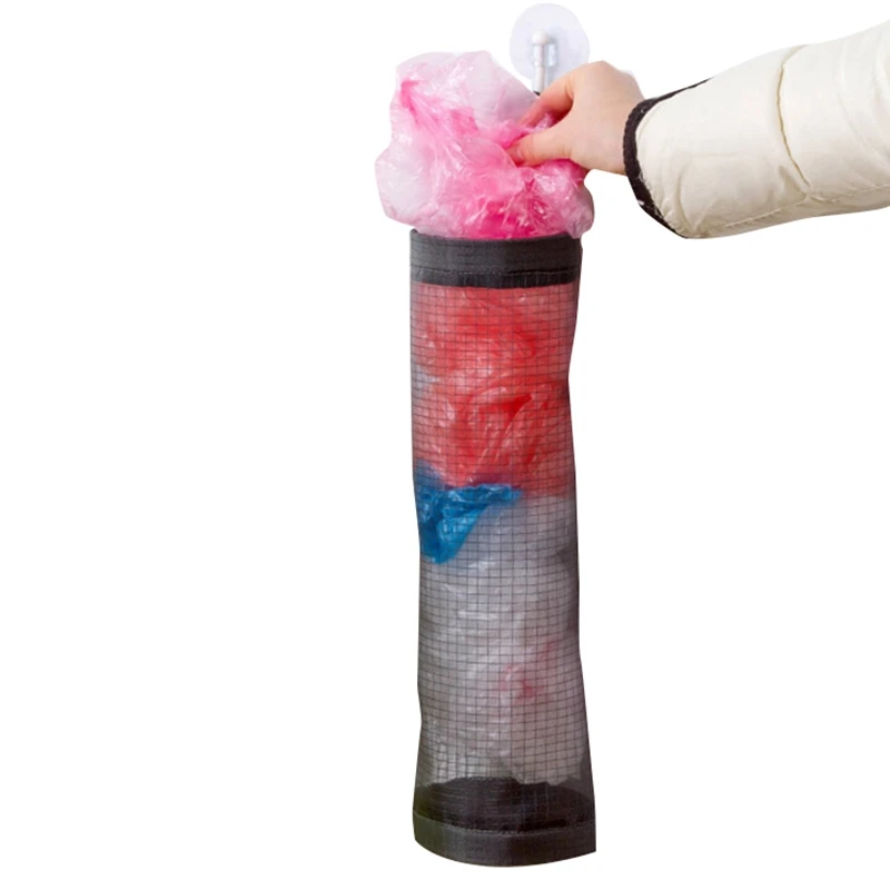 

LASPERAL 1Pcs Reusable Grocery Bag Kitchen Wall Hanging Mesh Storage Bag Dispenser Garbage Bag Organizer Net Trash Bag Holder