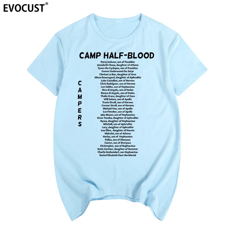 Camp half blood campers Percy Jackson, забавная летняя футболка с длинным островом, Хлопковая мужская футболка, новинка, wo, Мужская футболка, модная, Повседневная - Цвет: Sky Blue