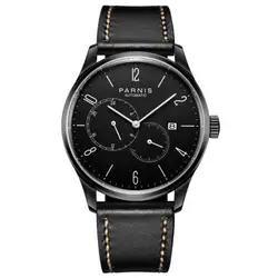 42 мм parnis черный циферблат с PVD покрытием полные командирские часы с календарем лучший бренд класса люкс Miyota автоматические механические