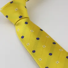 Для мужчин костюм Галстуки Дизайн желтый с синий/белый цветочный галстук узкий галстук 7 см рубашки платья свадебные галстук Gravatas Corbata