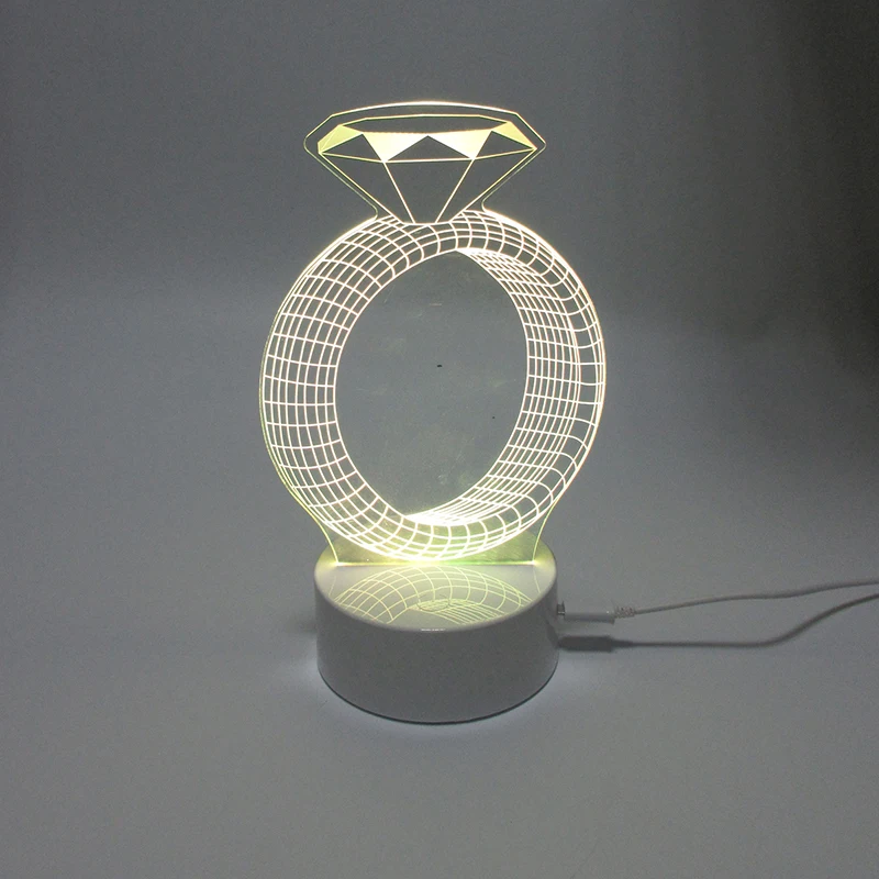 

Diamond Ring 3D Illusion Led Table Lamp USB Touch Magical Calming Night Lights Bedroom Decoration Christmas Gifts