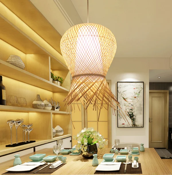 

Creative garlic shape hand knitting bamboo art Pendant Lights Modern retro E27 LED lamp for porch&parlor&stairs&corridor LHDD045