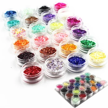 

Glitter Nail Art Shell Powder 24jar UV Gel Polish Ongles Paillette 2016 Decorations Pigment Esmalte Para Unha Glitterati DIY Kit