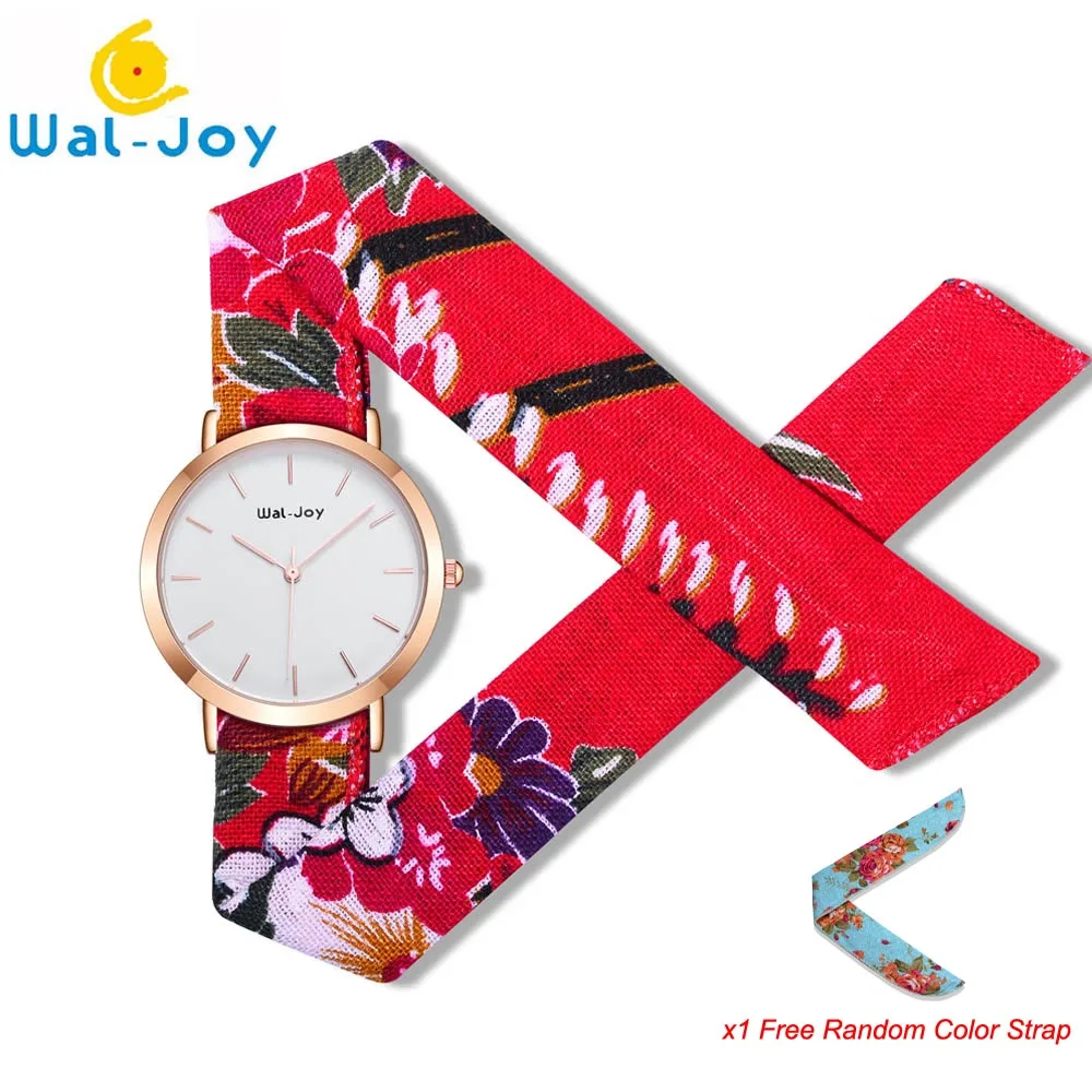 

Wal-Joy 2018 New Brand Women Cloth Wristwatch Simple Small Face Charming Flower Fabric Strap Lady Waterproof DIY Quartz Watch