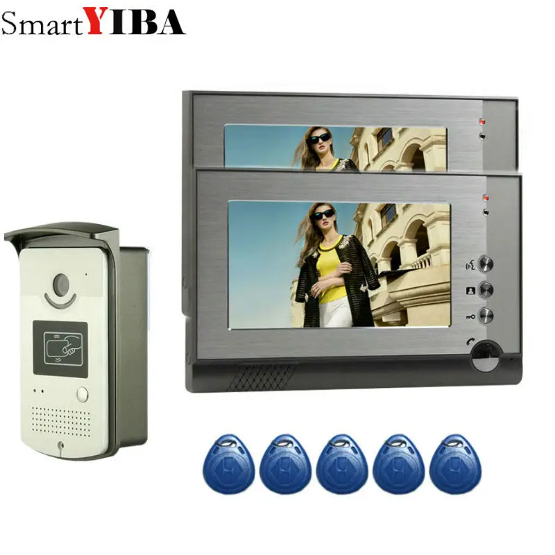 

SmartYIBA 7"LCD Video Intercom Outdoor RFID Unlock Door Access Camera Doorphone Doorbell IR Camera Electric Lock Kit For Option