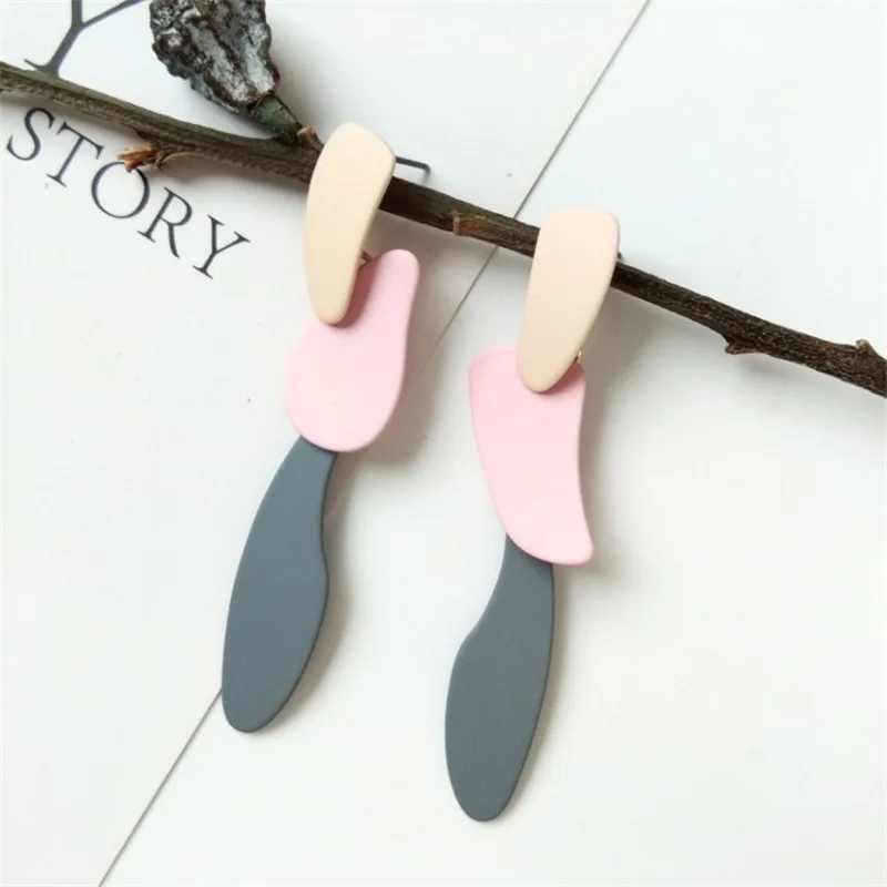 New Design Fashionable Geometry Irregular Shape Coating Multicolor Earrings For Woman Jewelry